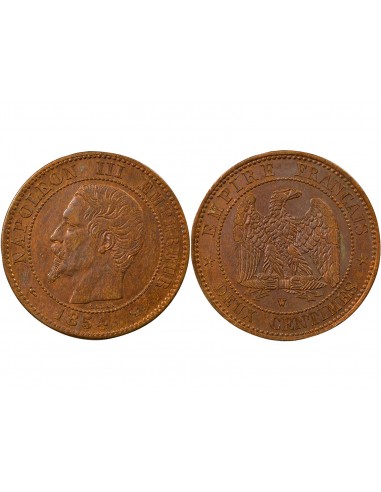 Napoléon III Tête nue 2 centimes Bronze 1854 W Lille