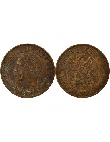 Napoléon III Tête nue 5 centimes Bronze 1855 A - Paris