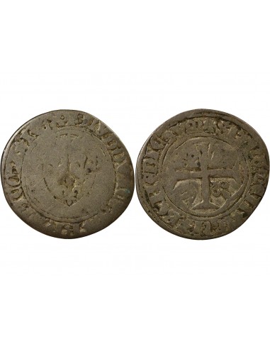 Louis XI A la Couronne 1 blanc Billon 1461-1483 B Rouen