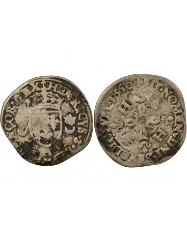 Henri II Aux Croissants 1 douzain Argent 1550 A - Paris