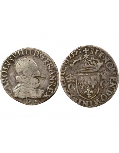 Henri III Au nom de Charles IX 1/2 teston Argent 1575 B Rouen