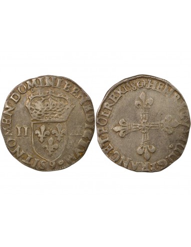 Henri III 1/4 ecu Argent 1586 9 Rennes