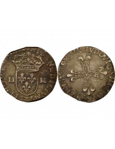 Louis XIII A la Croix fleurdelisée 1/4 ecu Argent 1615 T Nantes