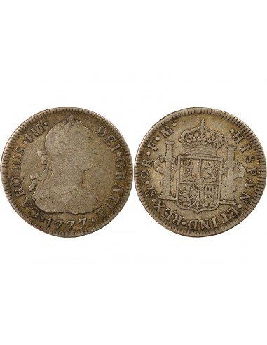 Mexique Charles III d'Espagne 2 reales Argent 1777 Mo Mexico City