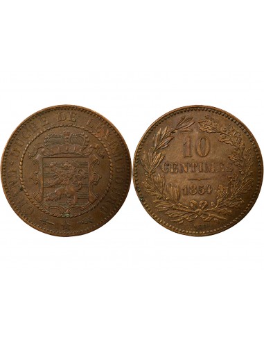 Luxembourg Guillaume III des Pays-Bas 10 centimes Bronze 1854 B. Bruxelles