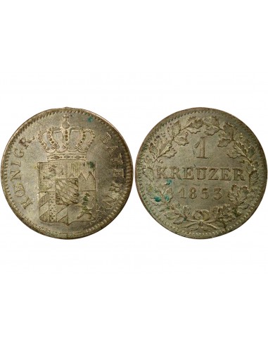 Etats Allemands (Bavière) Louis Ier de Bavière 1 kreuzer Billon 1853 D Munich