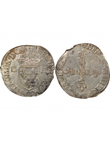 Henri III 1/4 ecu Argent 1586-1588 C Saint-Lô