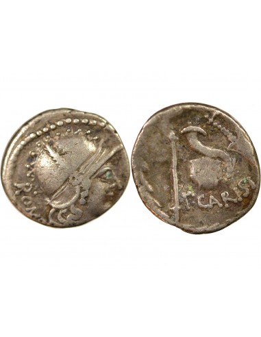 République Romaine Titus Carisius 1 denier Argent 46 Av JC R Rome