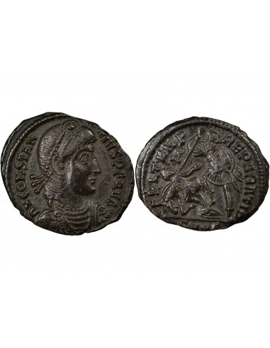 Rome Empire Constance II Soldat terrassant Cavalier 1 ae Cuivre 354 Thessalonique