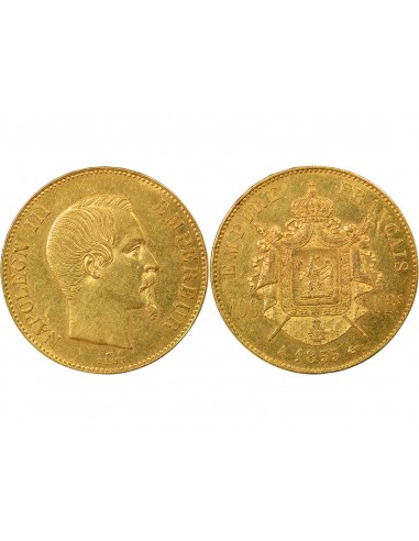 Napoléon III Tête nue 100 francs Or 1855 A - Paris