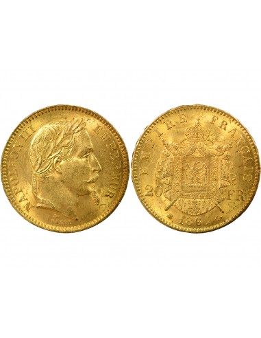 Bonaparte Charles Louis Napoléon (Napoléon III) Tête laurée 20 francs Or 8161 BB Strasbourg