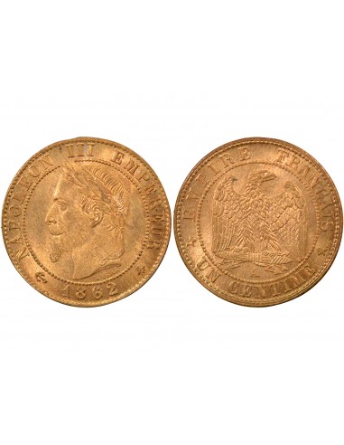 Napoléon III Tête Laurée 1 centime Bronze 1862 A - Paris