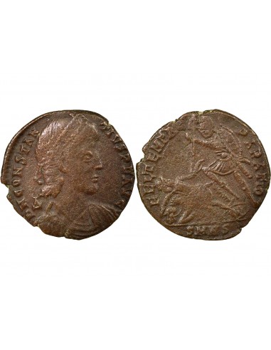 Rome Empire Constance II Soldat terrassant Cavalier 1 maiorina Cuivre 352-353 Nicomédie