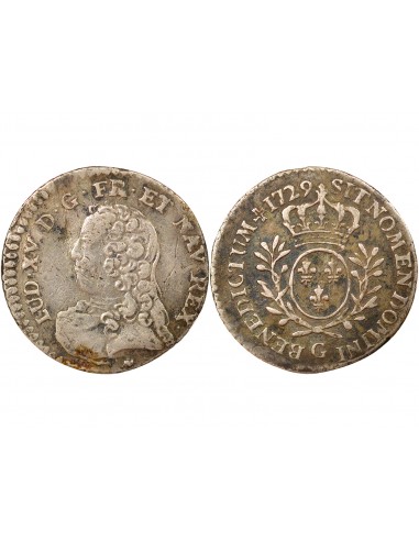 Louis XV Au Buste habillé 1/20 écu Argent 1729 G Poitiers