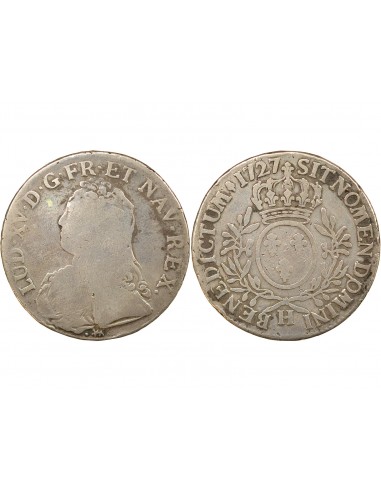 Louis XV Au Buste Habillé 1 ecu Argent 1727 H La Rochelle