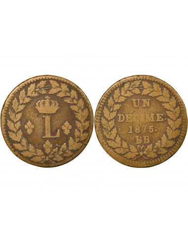 Louis XVIII 1 décime Bronze 1815 BB Strasbourg