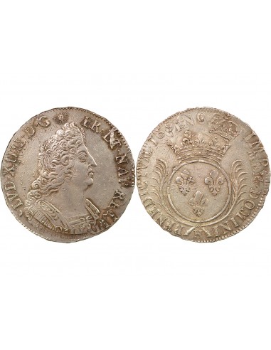 Louis XIV Aux Palmes 1 ecu Argent 1694 H La Rochelle