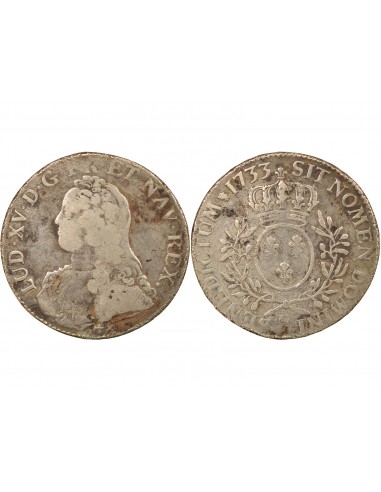 Louis XV Au Buste Habillé 1 ecu Argent 1733 R Orléans