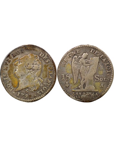 Louis XVI Au Génie 15 sols Argent 1791 A - Paris