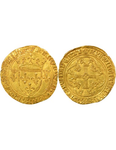 Charles VII A la Couronne 1 ecu d'or Or 1450-1461 B Rouen