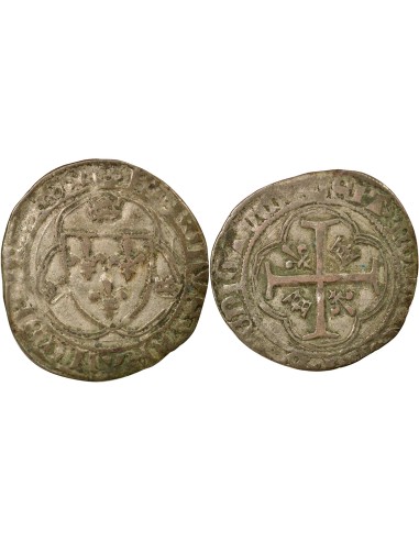 Charles VII A la Couronne 1 blanc à la couronne Billon 1456-1461 K Bordeaux