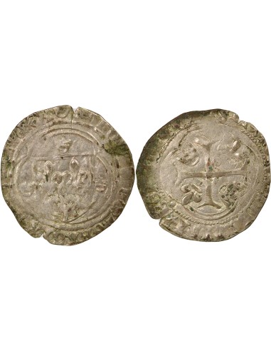 Charles VII A la Couronne 1 blanc à la couronne Billon 1456-1461