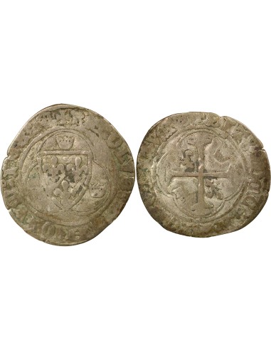 Charles VII A la Couronne 1 blanc à la couronne Billon 1436-1447 I Limoges