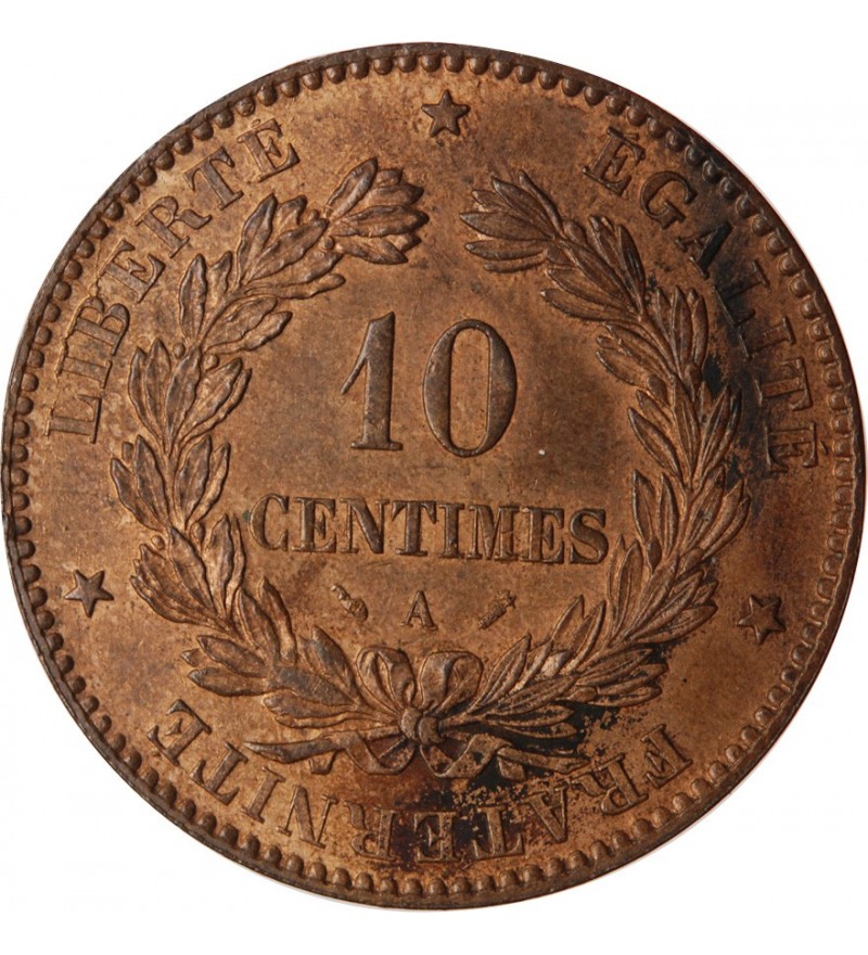 10 CENTIMES CERES 1880 A PARIS, Bronze, SUP - Suffren Numismatique