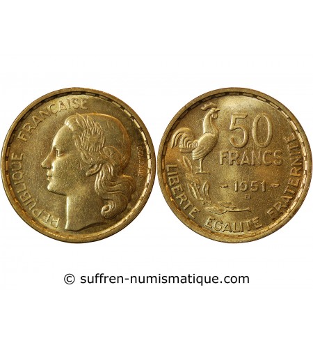 GUIRAUD - 50 FRANCS 1951 B﻿, Bronze-Aluminium, SUP+ - Suffren Numismatique