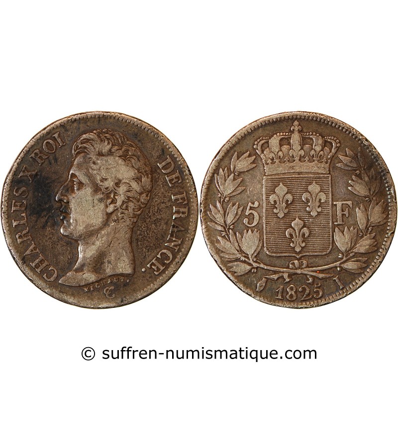 CHARLES X - 5 FRANCS ARGENT 1825 I LIMOGES