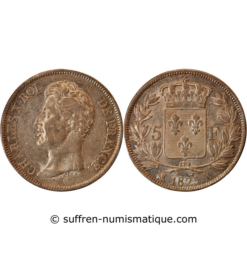 CHARLES X - 5 FRANCS ARGENT 1825 K BORDEAUX