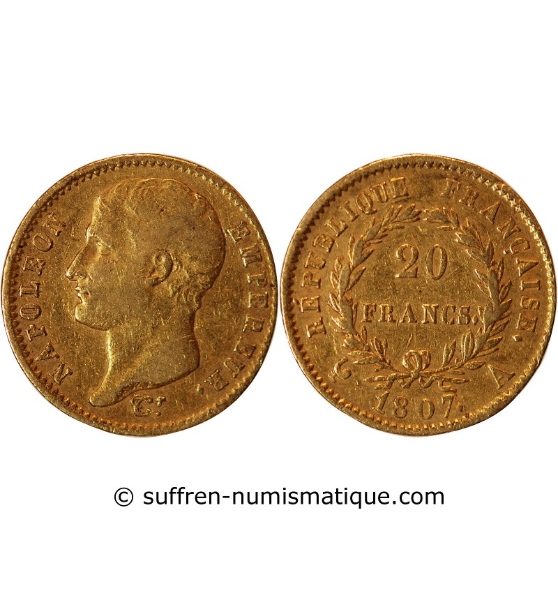 NAPOLEON Ier﻿ - 20 FRANCS OR 1807 A PARIS "Type Transitoire"﻿