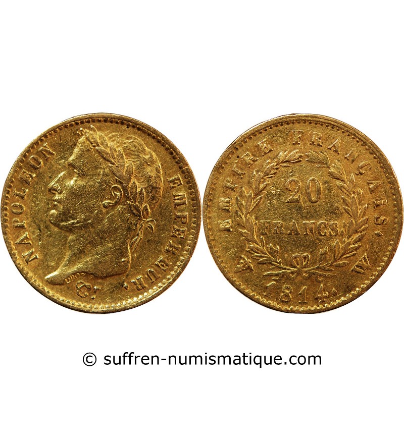 NAPOLEON Ier﻿ - 20 FRANCS OR 1814 W LILLE