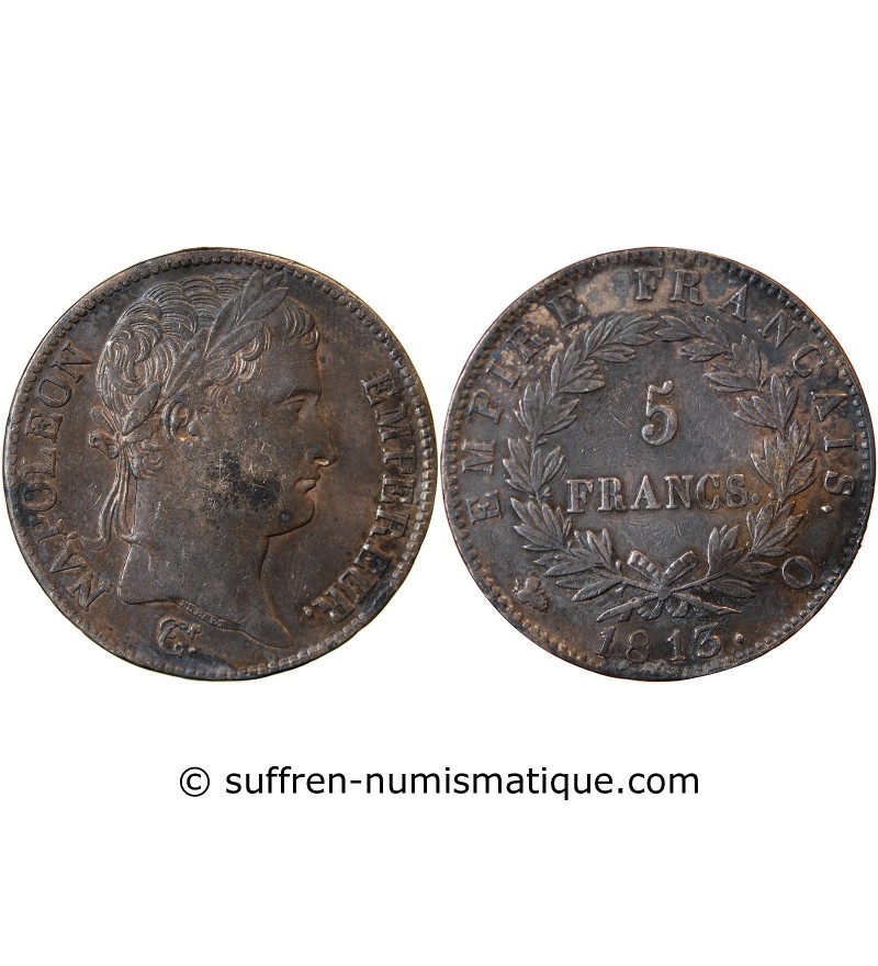 NAPOLEON I﻿ - 5 FRANCS ARGENT 1813 Q PERPIGNAN