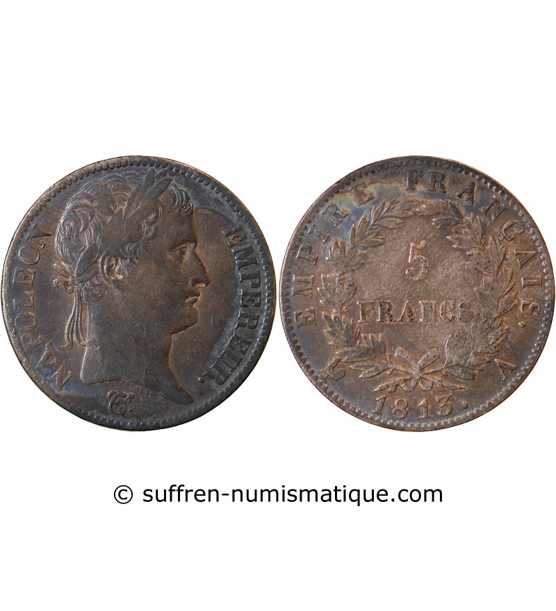 NAPOLEON I﻿ - 5 FRANCS ARGENT 1813 A PARIS