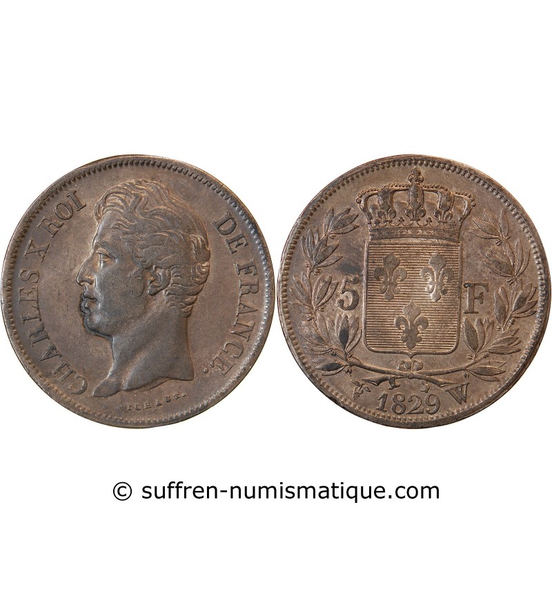 CHARLES X - 5 FRANCS ARGENT 1829 W LILLE﻿