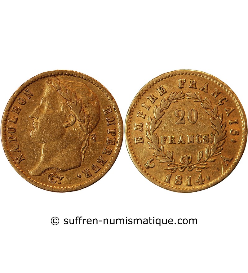 NAPOLEON Ier﻿ - 20 FRANCS OR 1814 A PARIS﻿﻿﻿