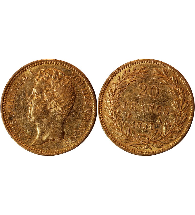 LOUIS PHILIPPE﻿ Ier - 20 FRANCS OR 1831 A PARIS "Tête Nue Tranche En ...