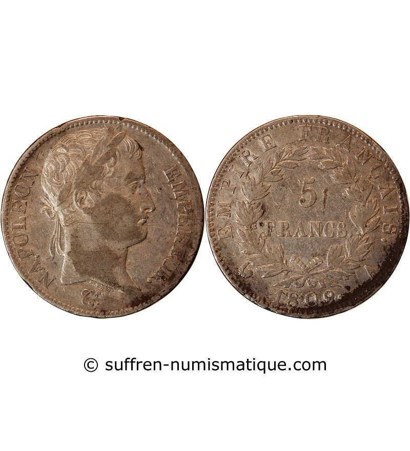 NAPOLEON I﻿ - 5 FRANCS ARGENT 1809 A PARIS