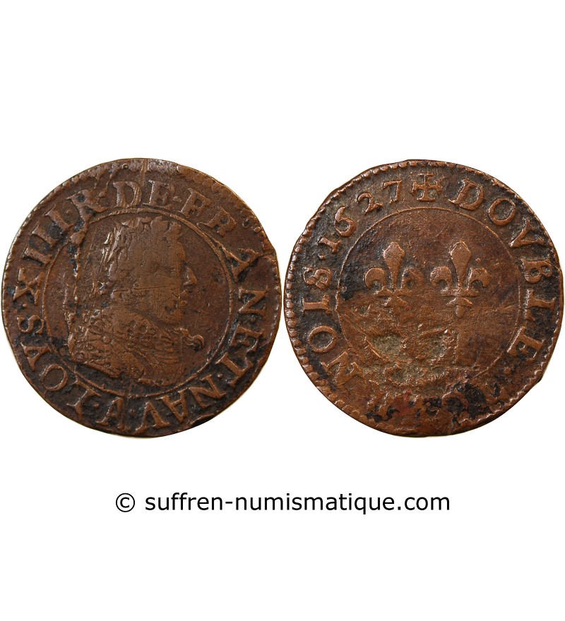 LOUIS XIII - DOUBLE TOURNOIS 1627 PARIS