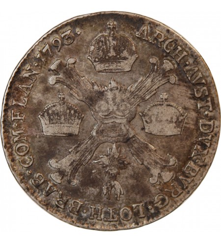 PAYS-BAS AUTRICHIENS FRANÇOIS II - 1/4 KRONENTHALER ARGENT 1793 B ...