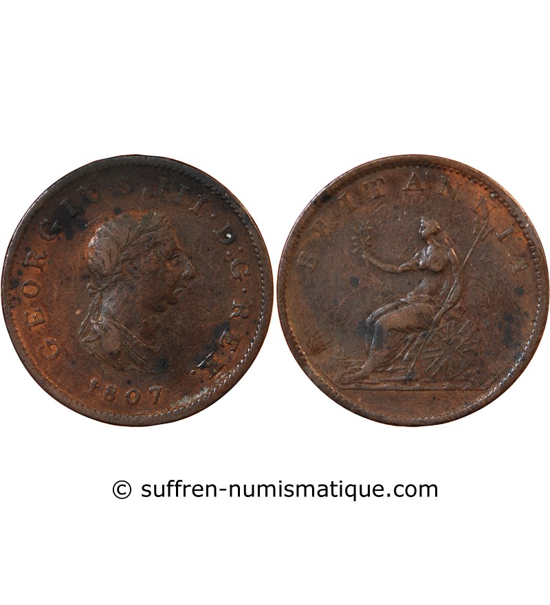 GRANDE-BRETAGNE, GEORGES III - 1/2 PENNY 1807