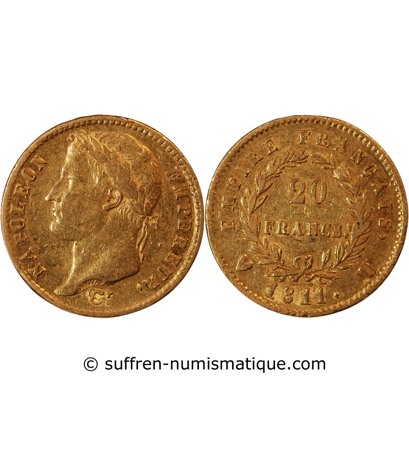 NAPOLEON Ier - 20 FRANCS OR 1811 U TURIN