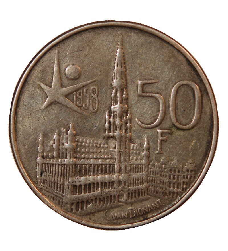 BELGIQUE, BAUDOUIN - 50 FRANCS ARGENT 1958 Exposition Universelle ...