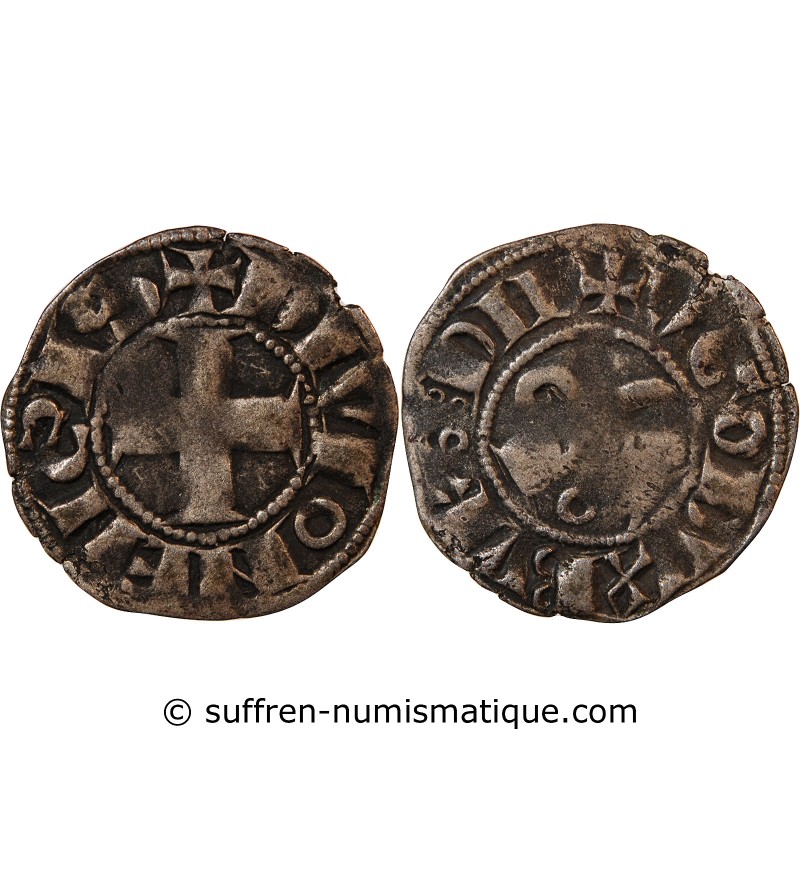 DUCHE DE BOURGOGNE, HUGUES III – DENIER ARGENT 1162 / 1192 - S Rétrograde