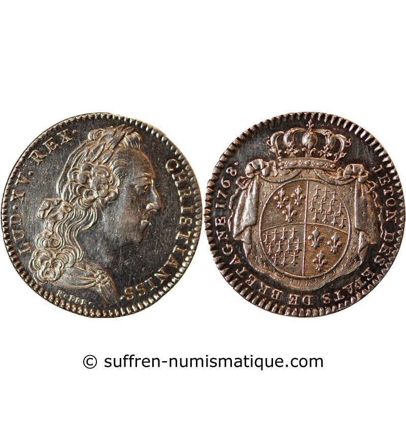 ETATS DE BRETAGNE, LOUIS XV – JETON ARGENT 1768 RENNES Daniel 119