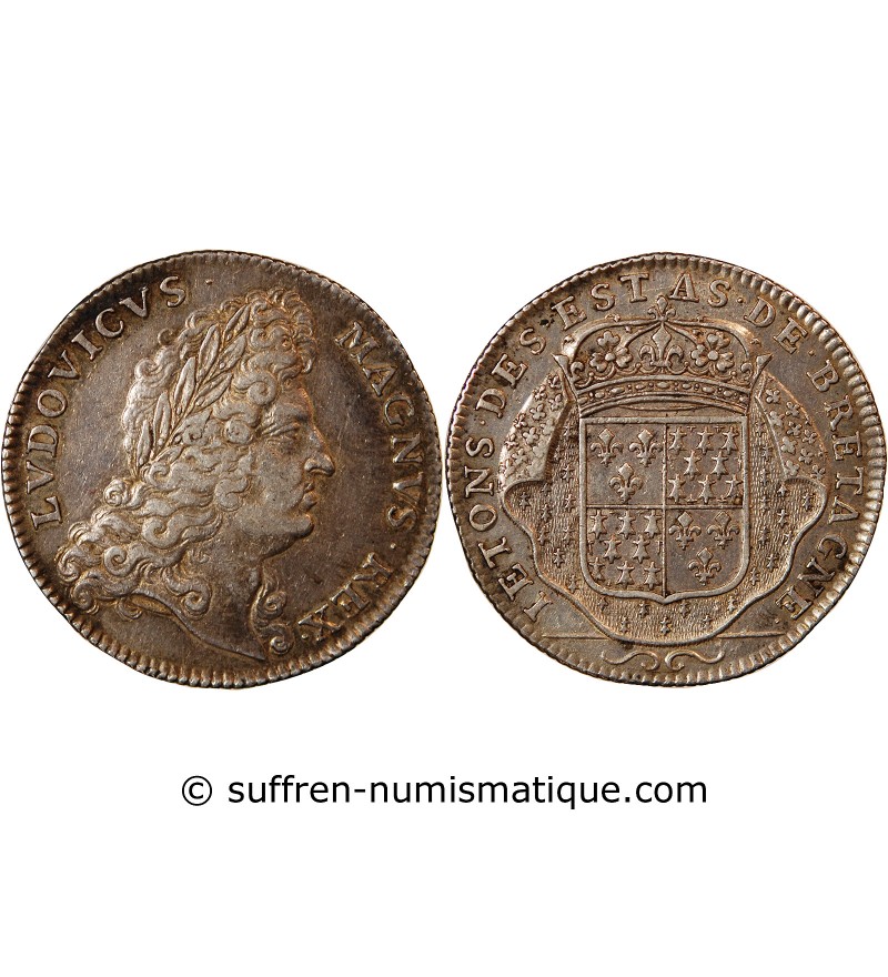 ETATS DE BRETAGNE, LOUIS XIV – JETON ARGENT 1697 VITRÉ Daniel 45