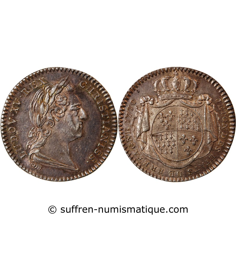 ETATS DE BRETAGNE, LOUIS XV – JETON ARGENT 1770 RENNES Daniel 120