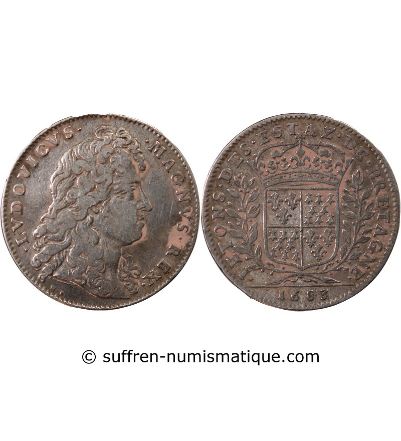 ETATS DE BRETAGNE, LOUIS XIV – JETON ARGENT 1683 VITRÉ Daniel 27