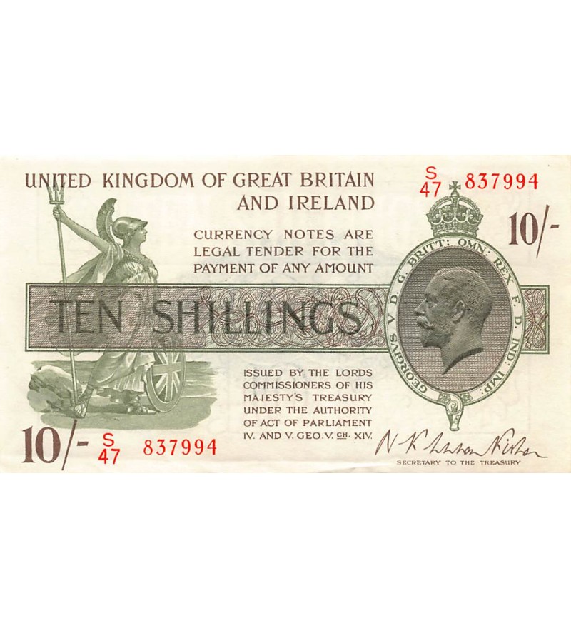 ANGLETERRE, TRESORE, Warren Fisher - 10 SHILLINGS 1922